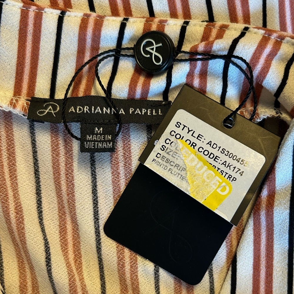 NEW Adrianna Papell Women's Vertical Stripe Wrap Top SZ Medium White Multicolor - Picture 6 of 7